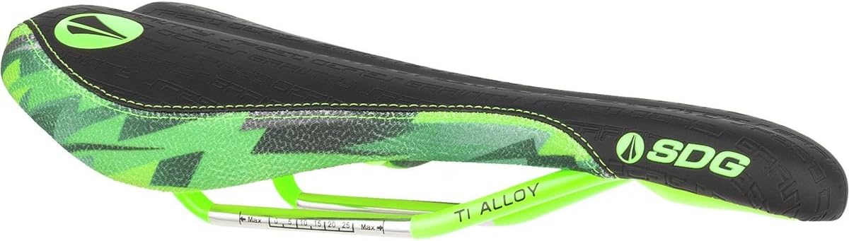 SDG Fly MTN Saddle, Ti-Alloy Rails - Camo Bolt/neon Green - 06522