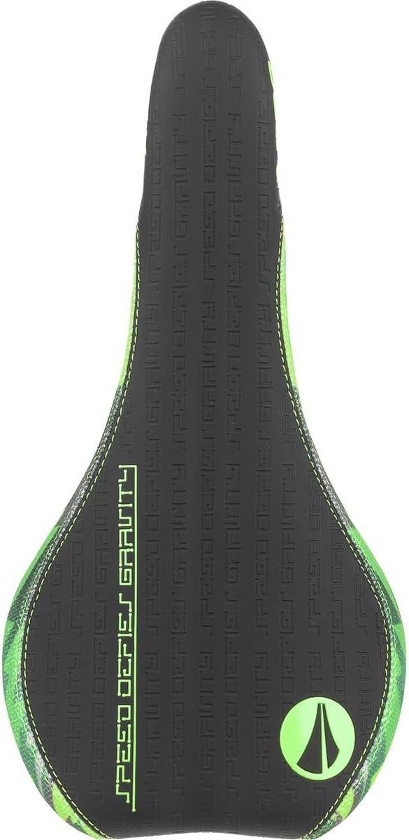 SDG Fly MTN Saddle, Ti-Alloy Rails - Camo Bolt/neon Green - 06522