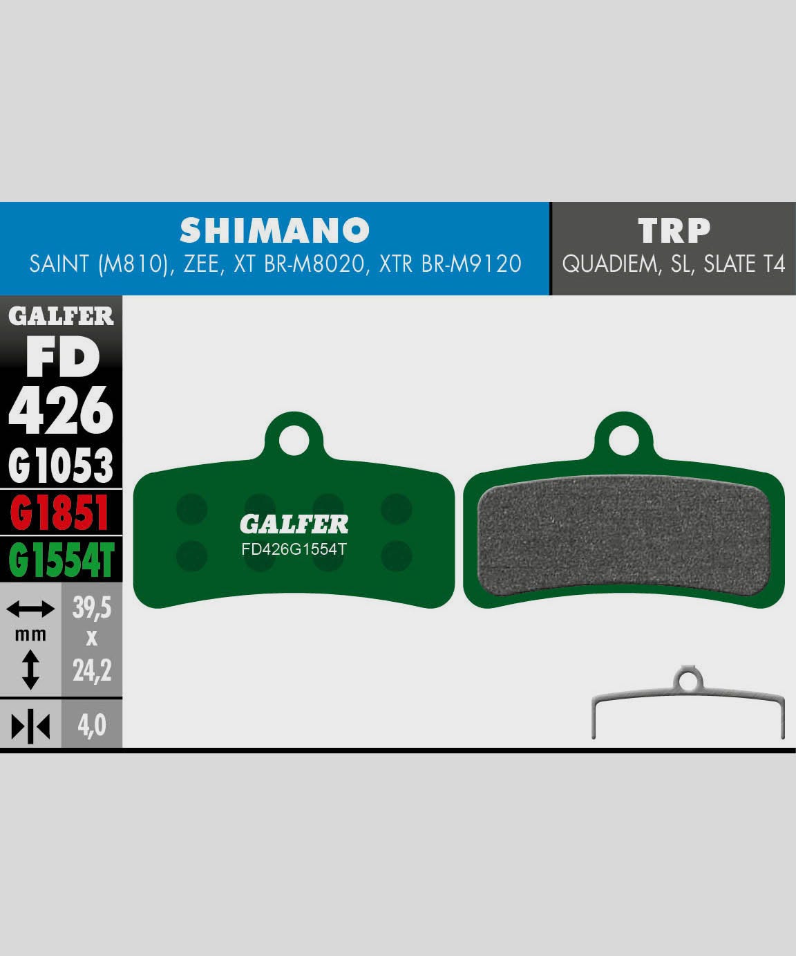 Galfer Pro Bike Disc Brake Pad - Shimano - Saint / Zee | TRP - DHR / Quadiem / S