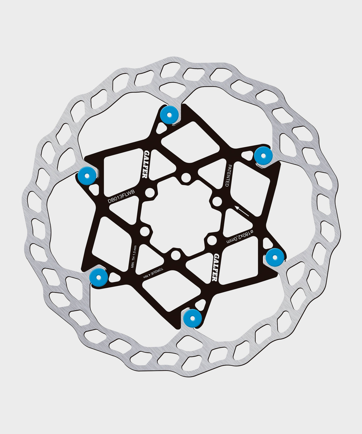 Galfer Wave Floating Disc Rotor - 6 Bolt - 180 x 2.0mm - Blue Pins