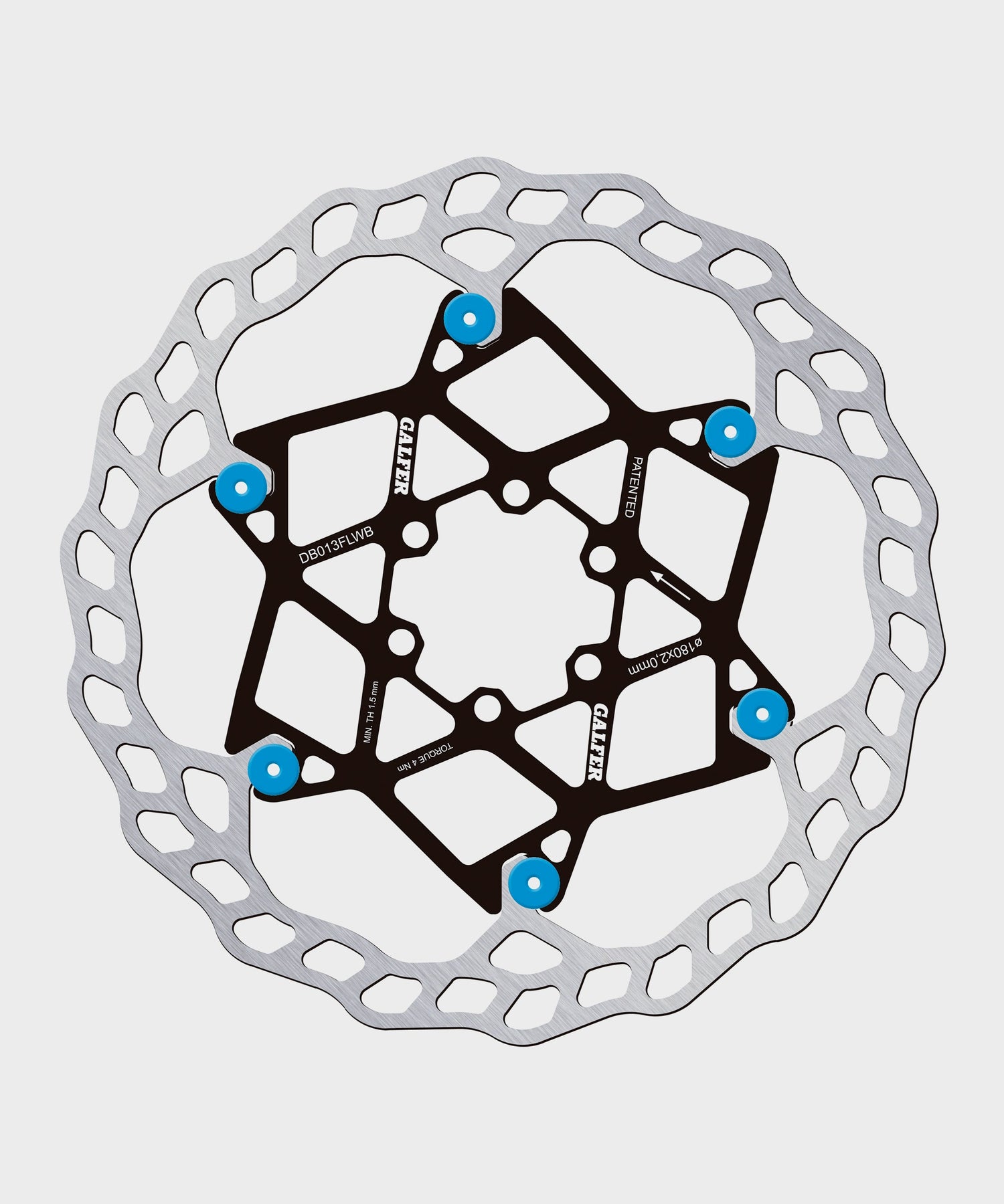 Galfer Wave Floating Disc Rotor - 6 Bolt - 180 x 2.0mm - Blue Pins