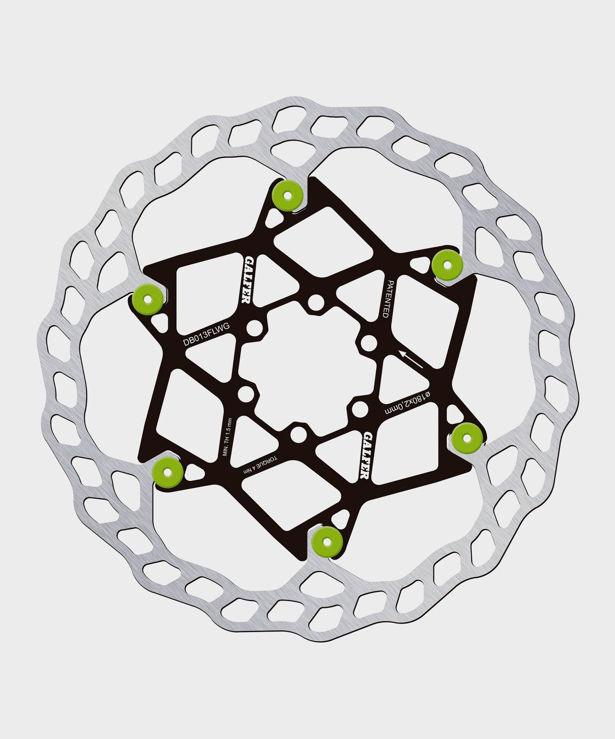 Galfer Wave Floating Disc Rotor - 6 Bolt - 180 x 2.0mm - Green Pins