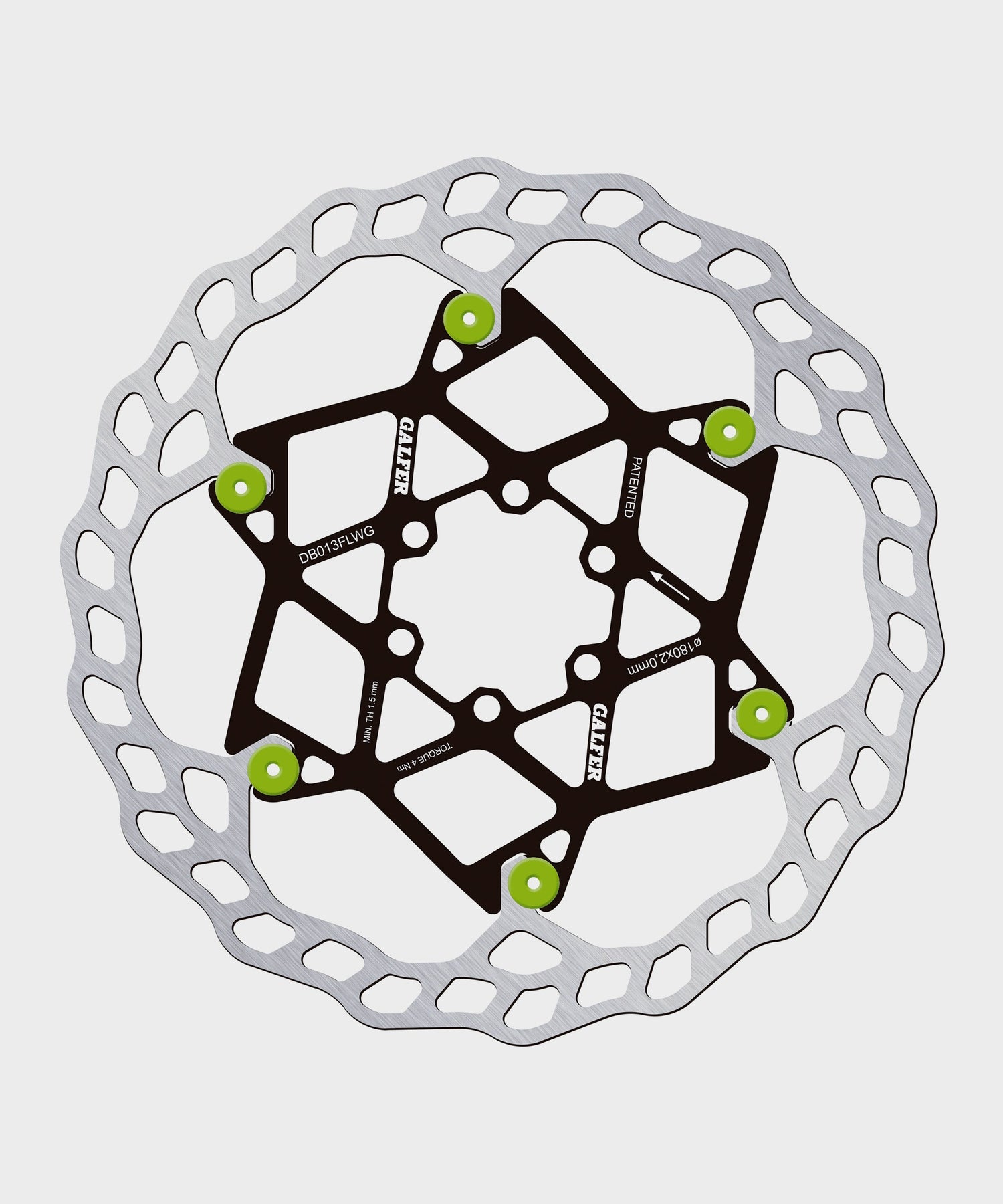 Galfer Wave Floating Disc Rotor - 6 Bolt - 180 x 2.0mm - Green Pins