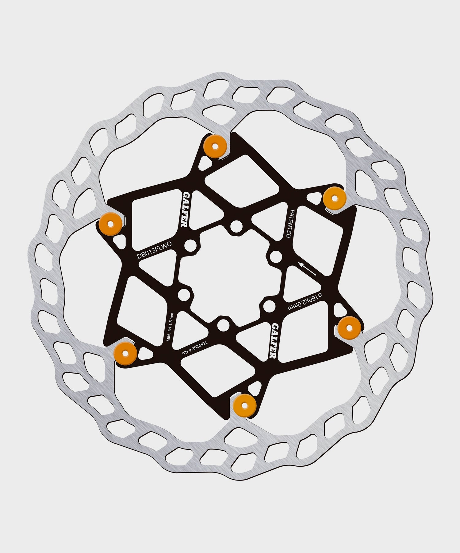 Galfer Wave Floating Disc Rotor - 6 Bolt - 180 x 2.0mm - Orange Pins