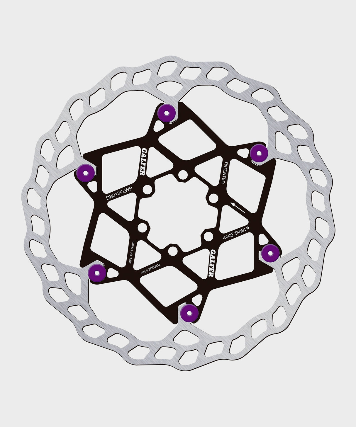 Galfer Wave Floating Disc Rotor - 6 Bolt - 180 x 2.0mm - Purple Pins