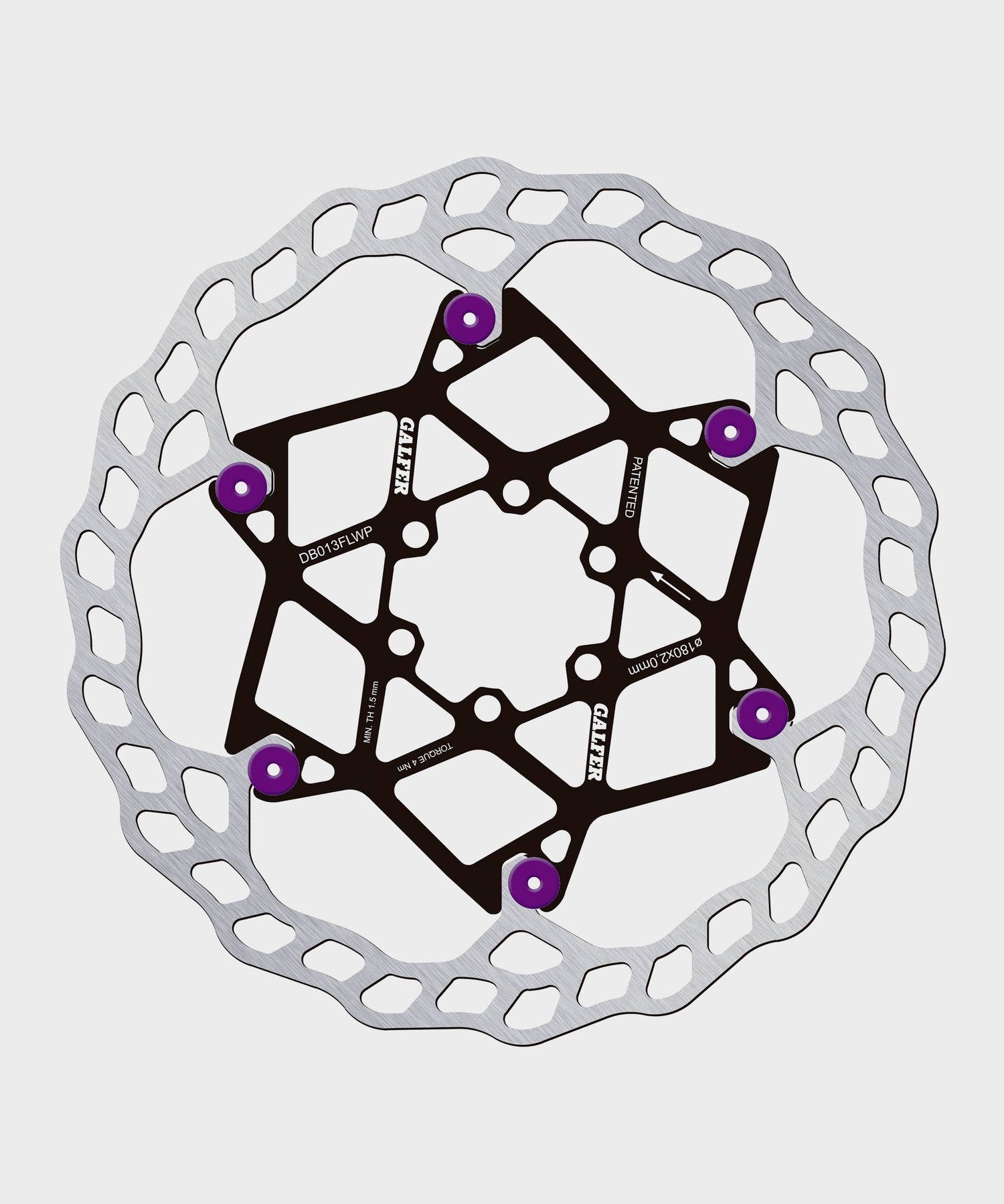 Galfer Wave Floating Disc Rotor - 6 Bolt - 180 x 2.0mm - Purple Pins