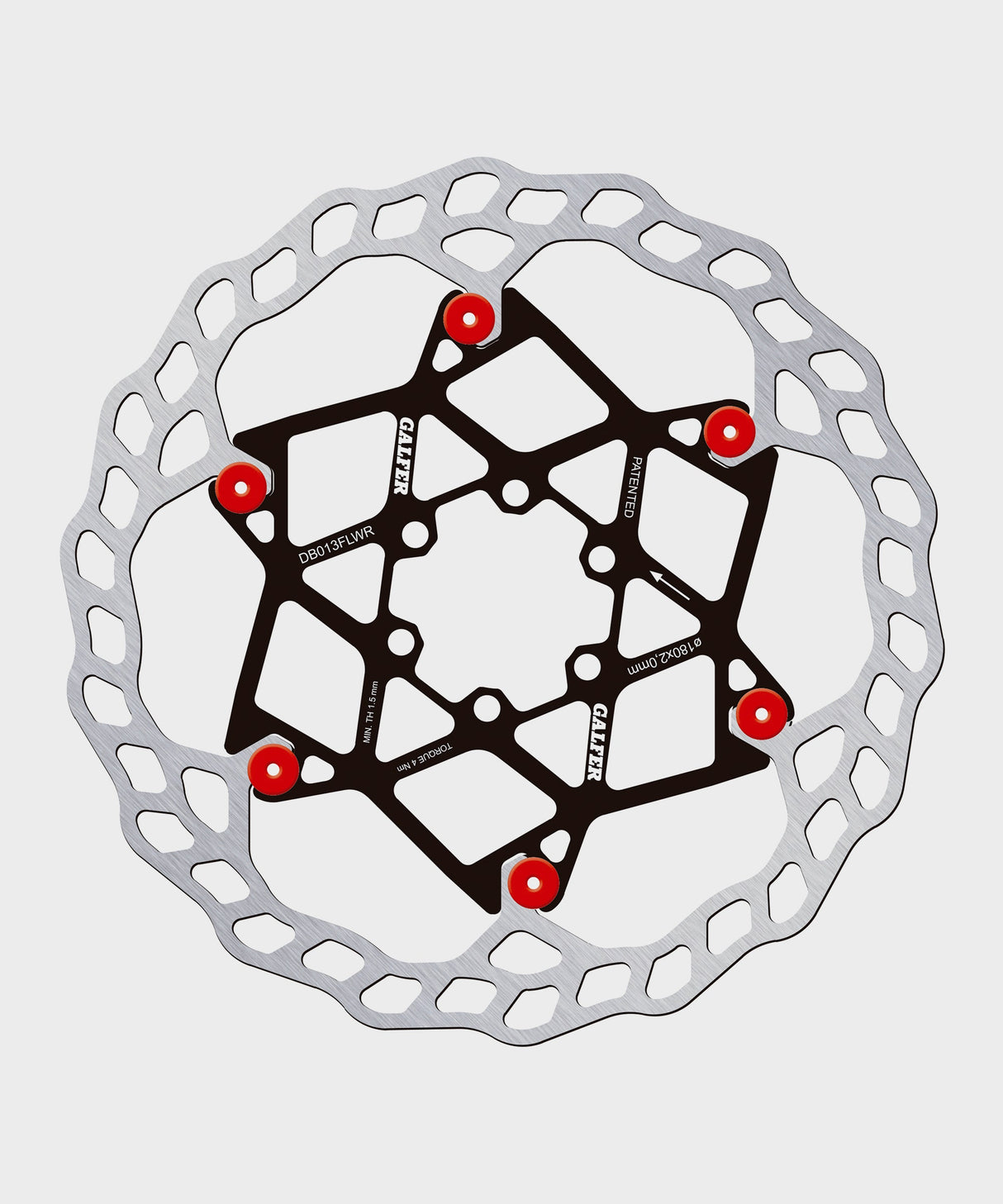 Galfer Wave Floating Disc Rotor - 6 Bolt - 180 x 2.0mm - Red Pins