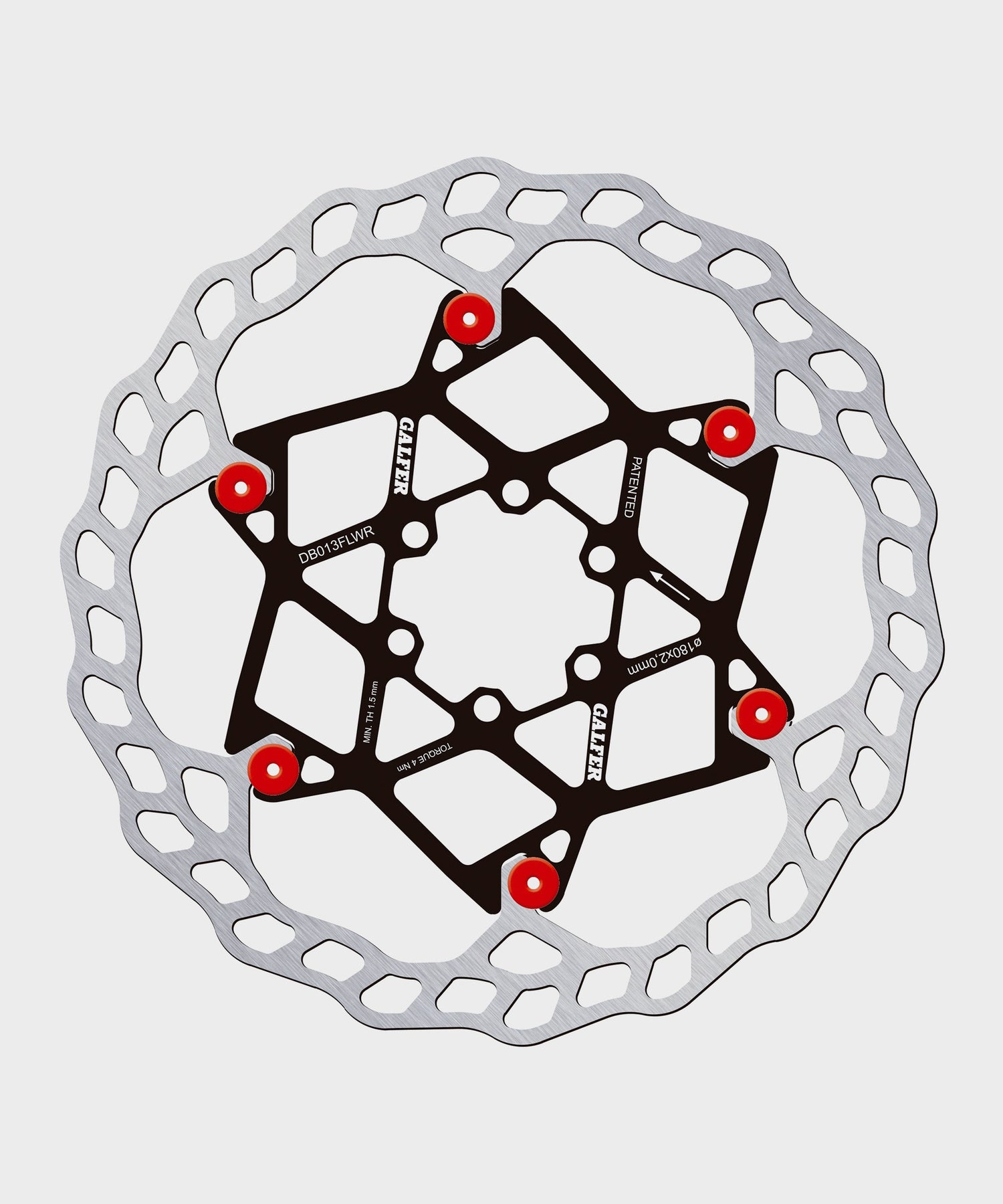 Galfer Wave Floating Disc Rotor - 6 Bolt - 180 x 2.0mm - Red Pins