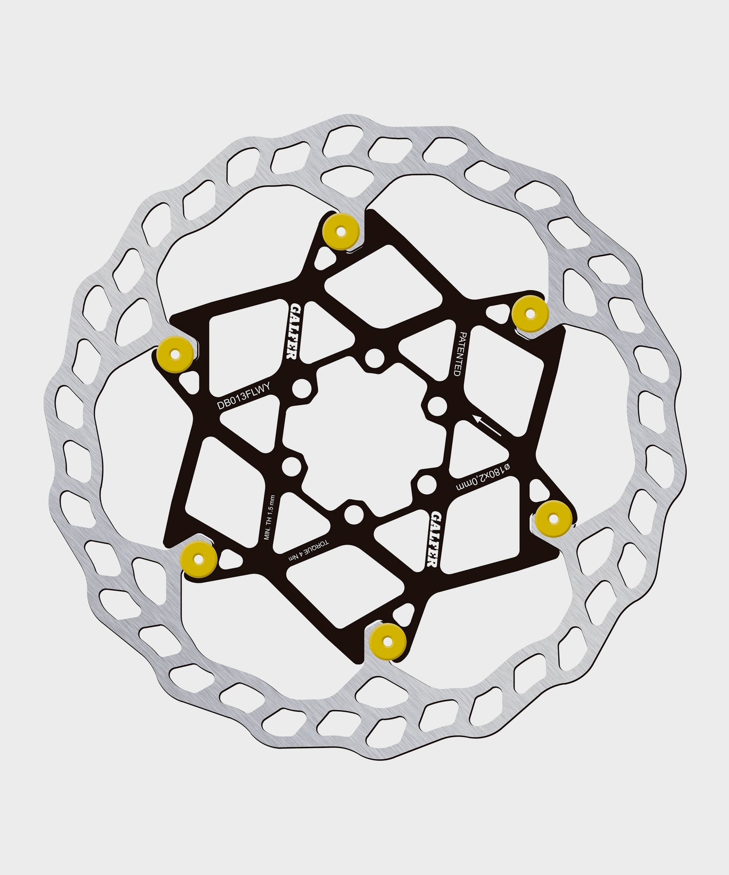 Galfer Wave Floating Disc Rotor - 6 Bolt - 180 x 2.0mm - Gold Pins