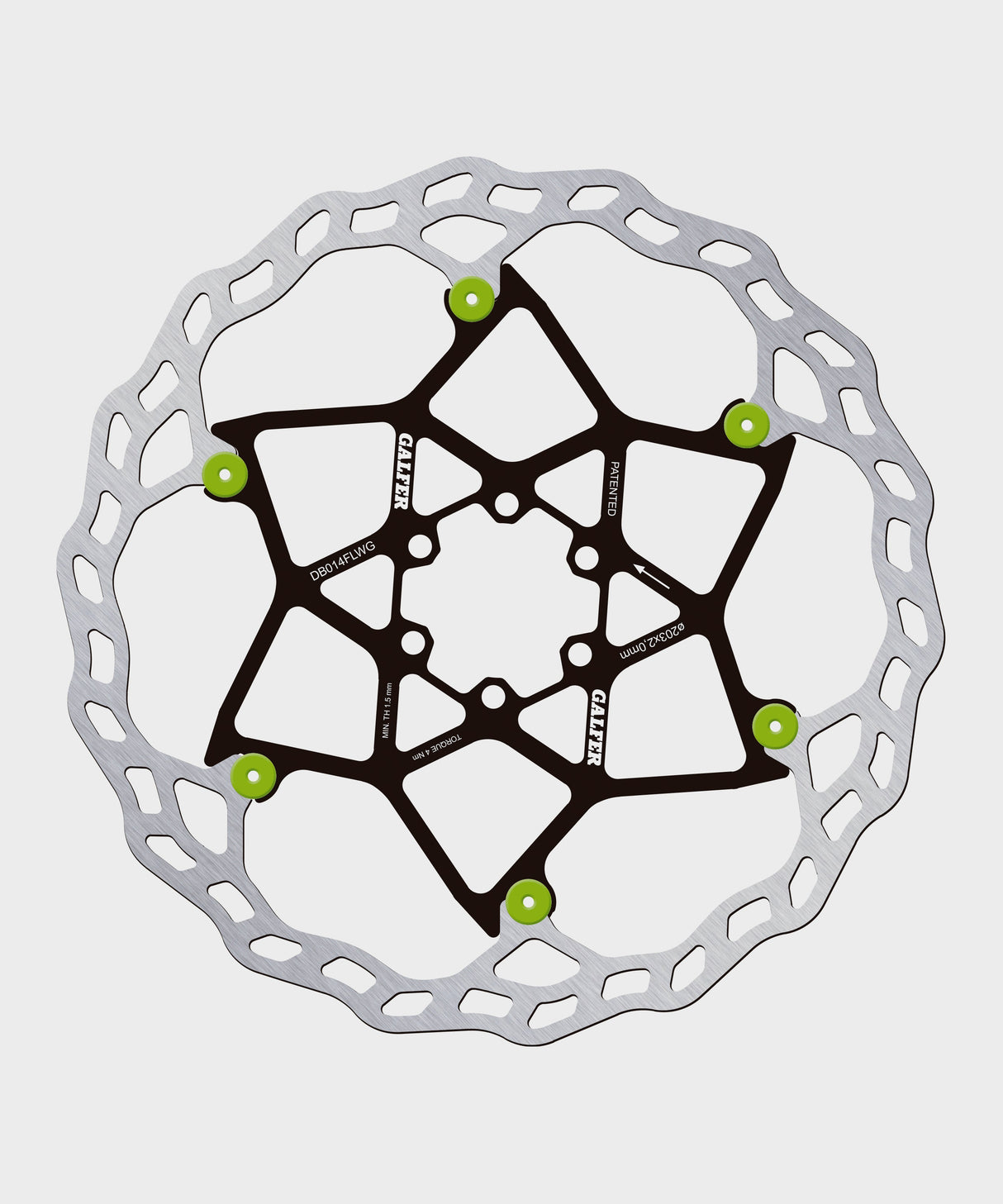 Galfer Wave Floating Disc Rotor - 6 Bolt - 203 x 2.0mm - Green Pins