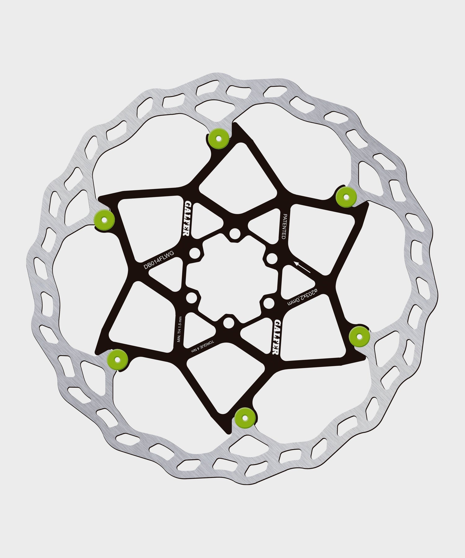 Galfer Wave Floating Disc Rotor - 6 Bolt - 203 x 2.0mm - Green Pins