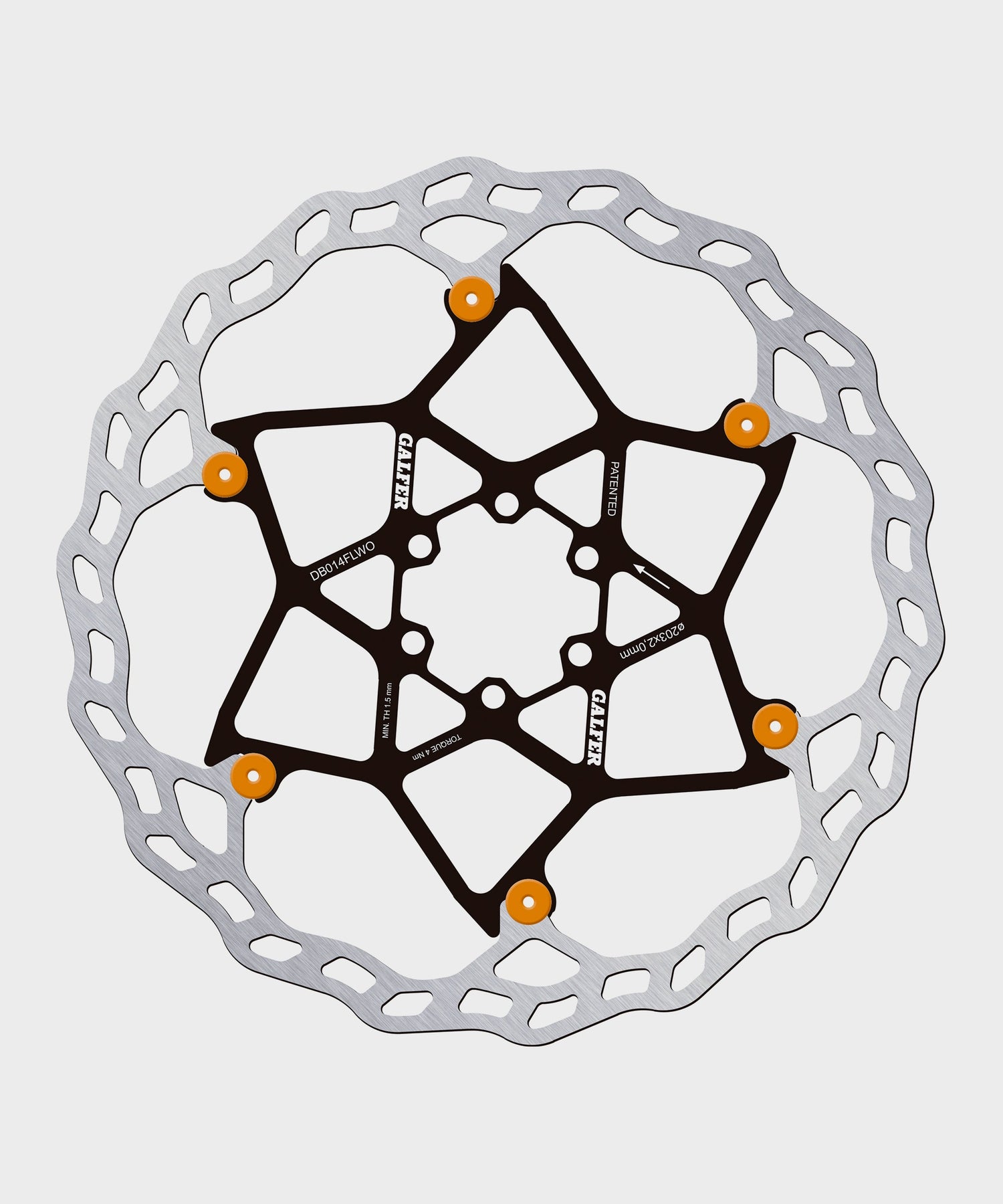 Galfer Wave Floating Disc Rotor - 6 Bolt - 203 x 2.0mm - Orange Pins