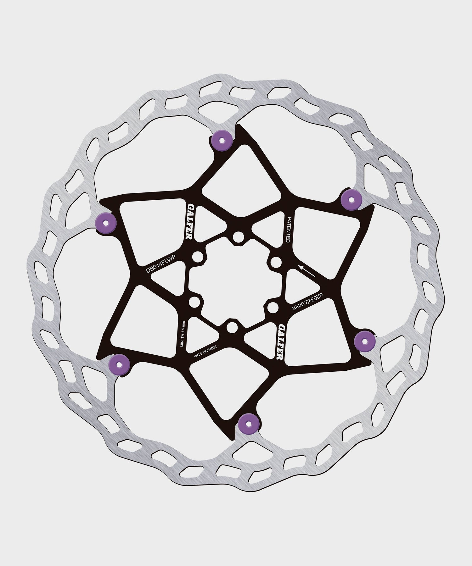 Galfer Wave Floating Disc Rotor - 6 Bolt - 203 x 2.0mm - Purple Pins