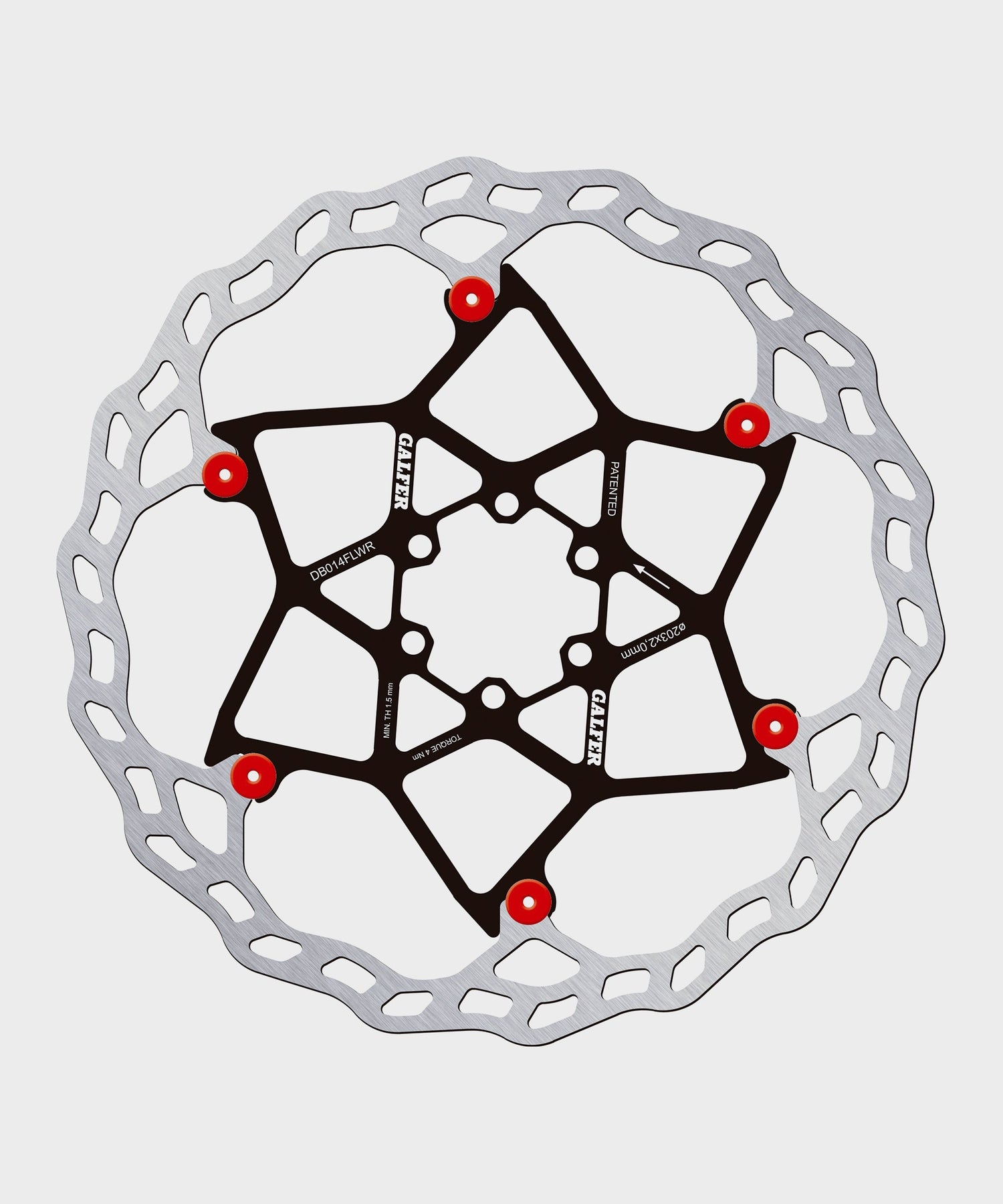 Galfer Wave Floating Disc Rotor - 6 Bolt - 203 x 2.0mm - Red Pins