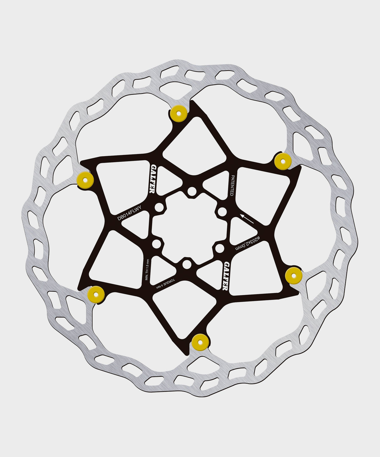 Galfer Wave Floating Disc Rotor - 6 Bolt - 203 x 2.0mm - Gold Pins