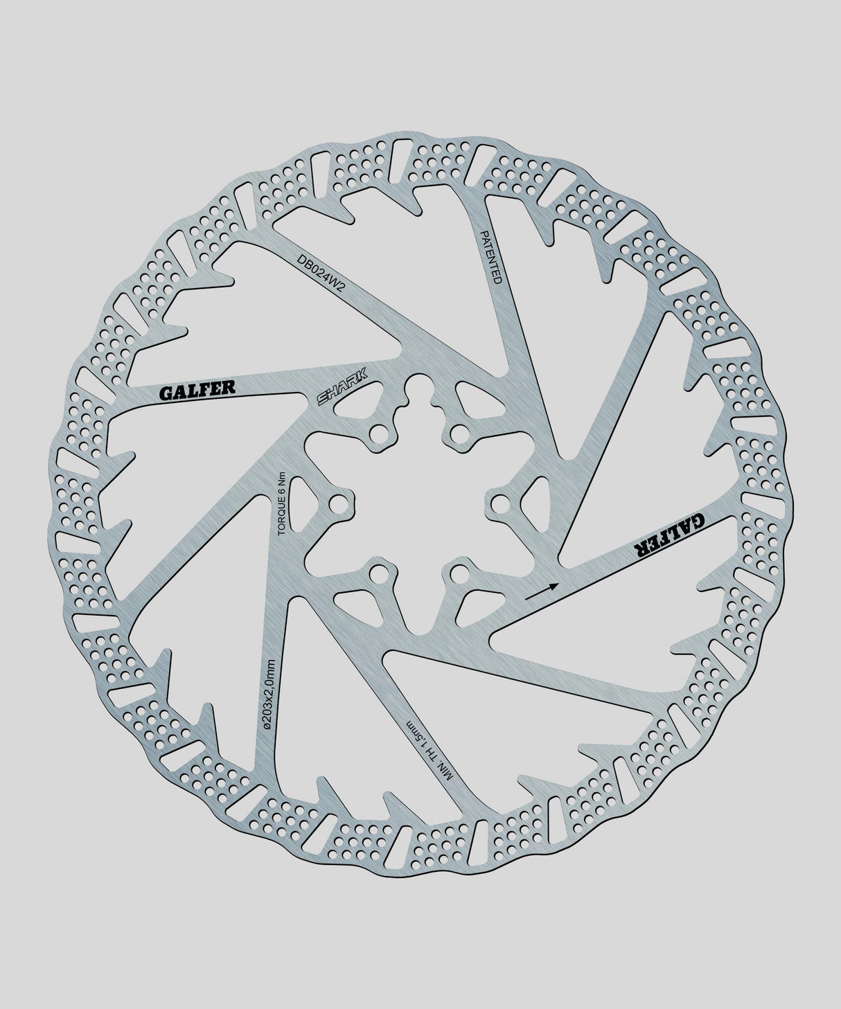 Galfer Shark Disc Rotor - 6 Bolt -203 x 2.0mm