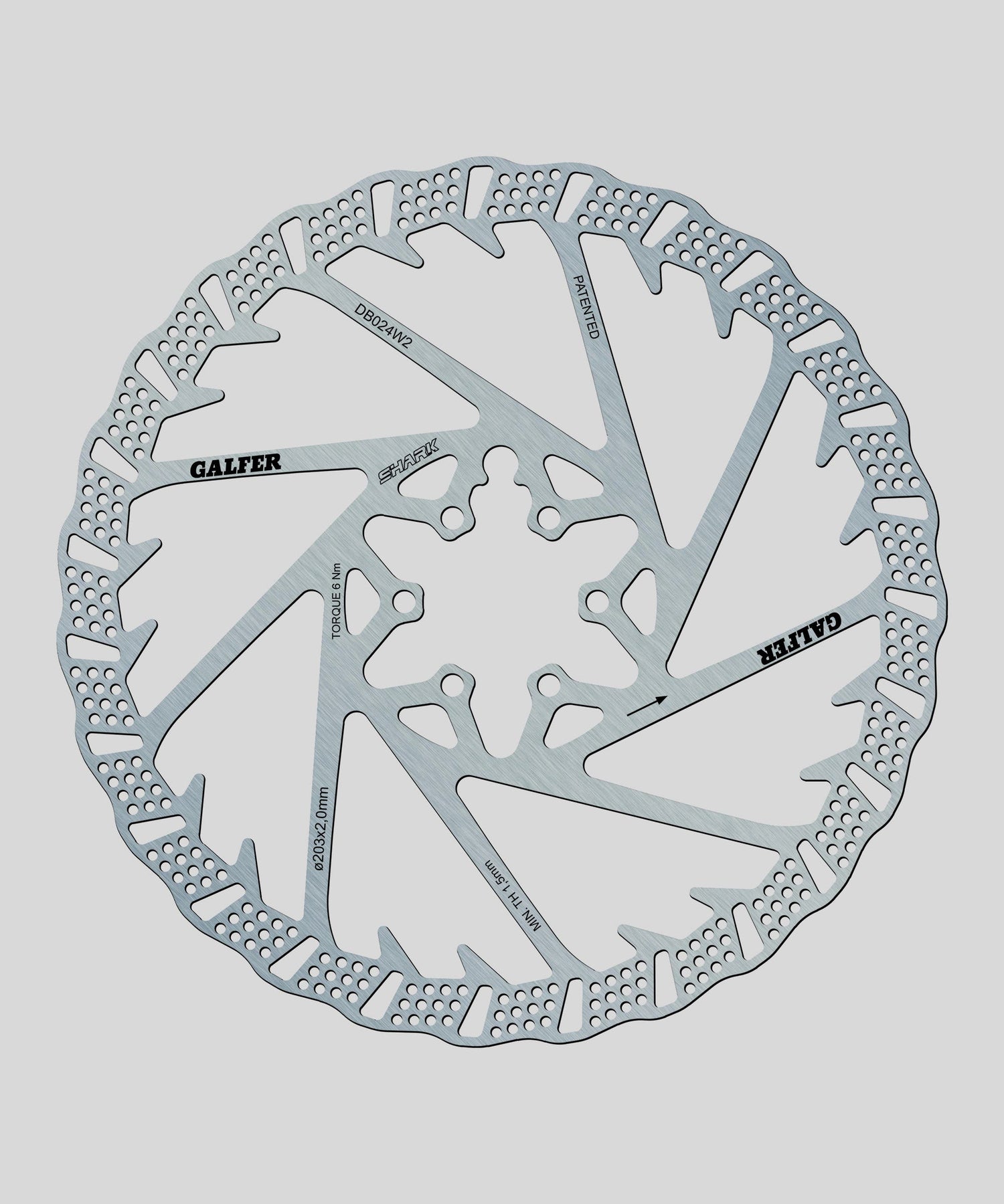 Galfer Shark Disc Rotor - 6 Bolt -203 x 2.0mm