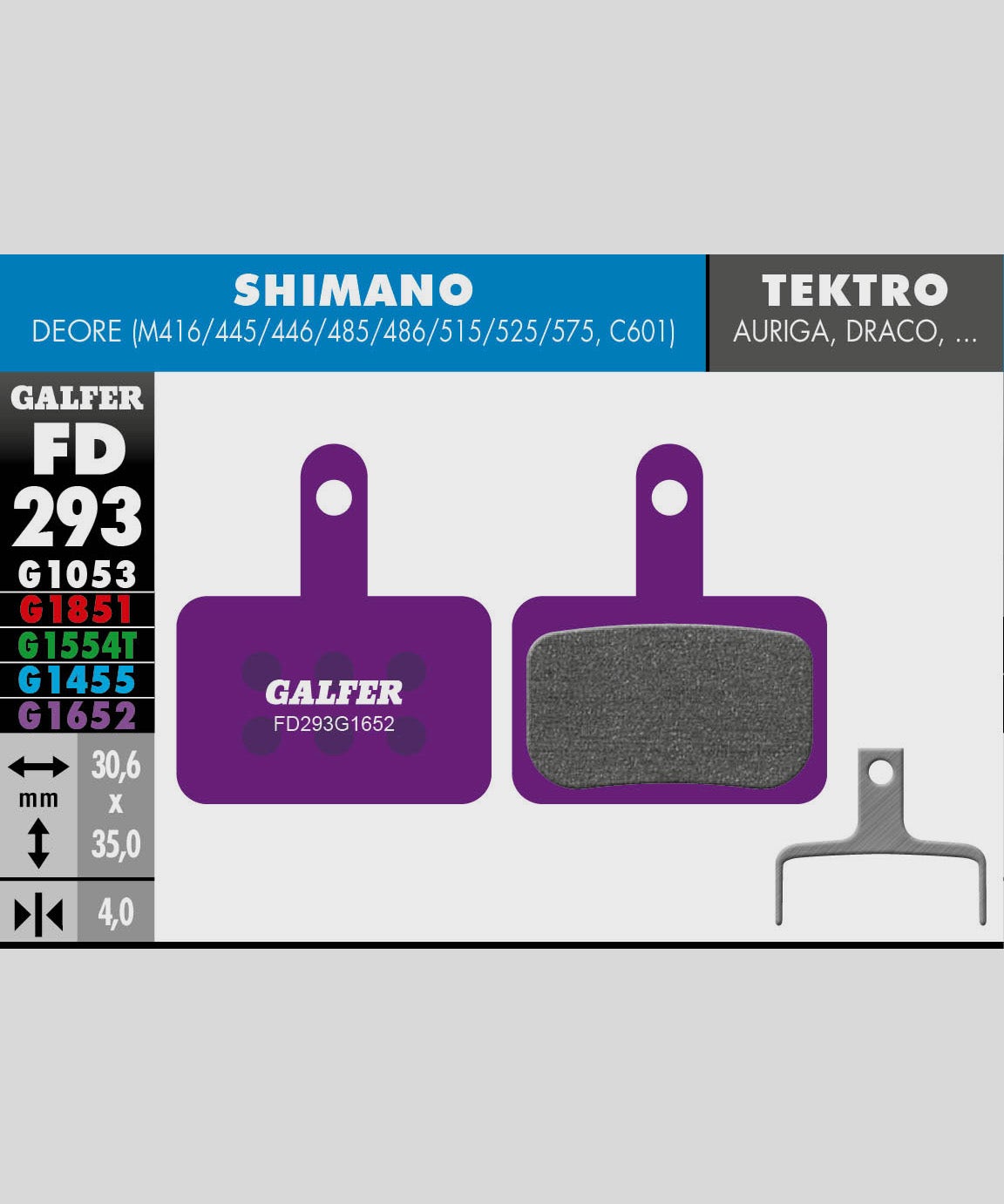 Galfer E-Bike Disc Brake Pad - Shimano - Deore | Tektro - Auriga / Draco / Orion