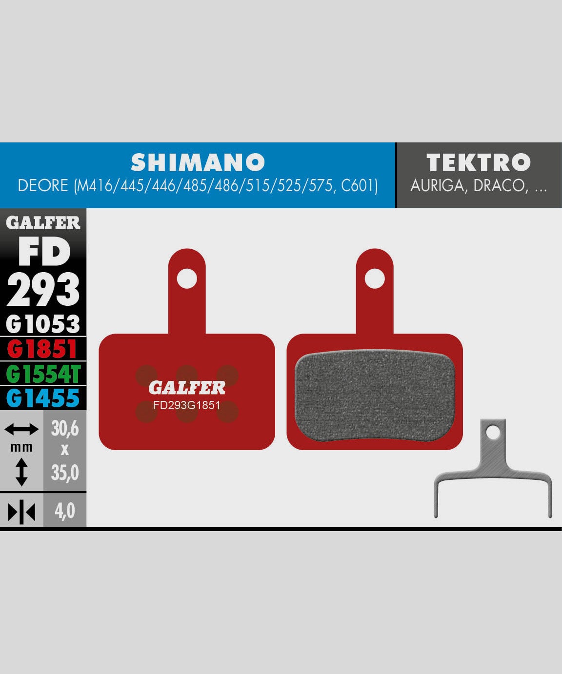 Galfer Advanced Bike Disc Brake Pad - Shimano - Deore | Tektro - Auriga / Draco