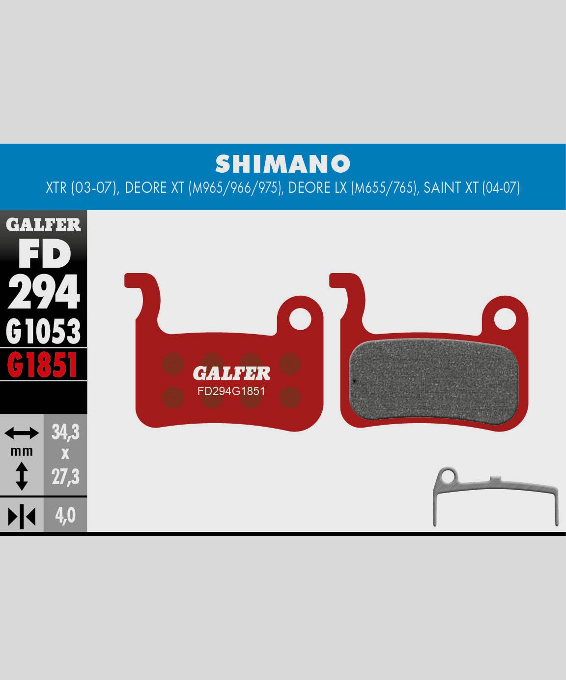 Galfer Advanced Bike Disc Brake Pad - Shimano - XTR / Deore XT / Deore LX / Sain