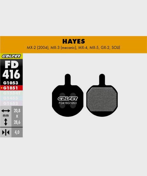 Galfer Standard Bike Disc Brake Pad - Hayes - MX2 / MX3 / GX2