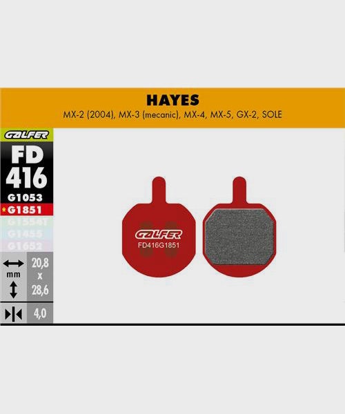 Galfer Advanced Bike Disc Brake Pad - Hayes - MX2 / MX3 / GX2