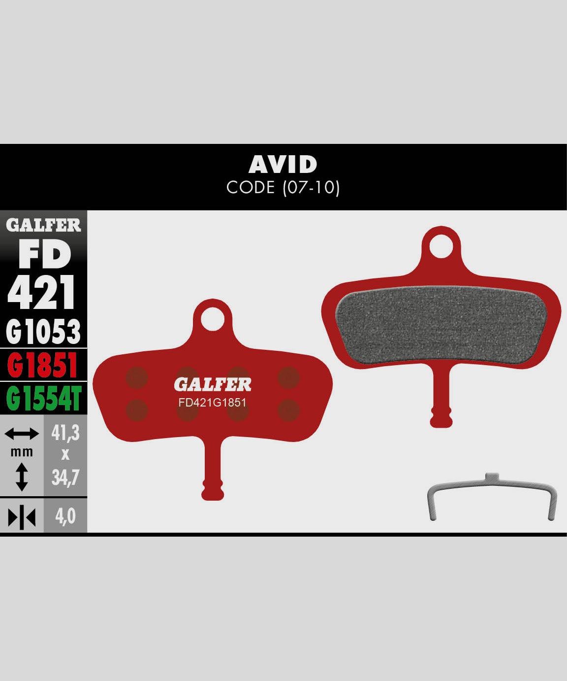 Galfer Advanced Bike Disc Brake Pad - Avid - Code 2007-10