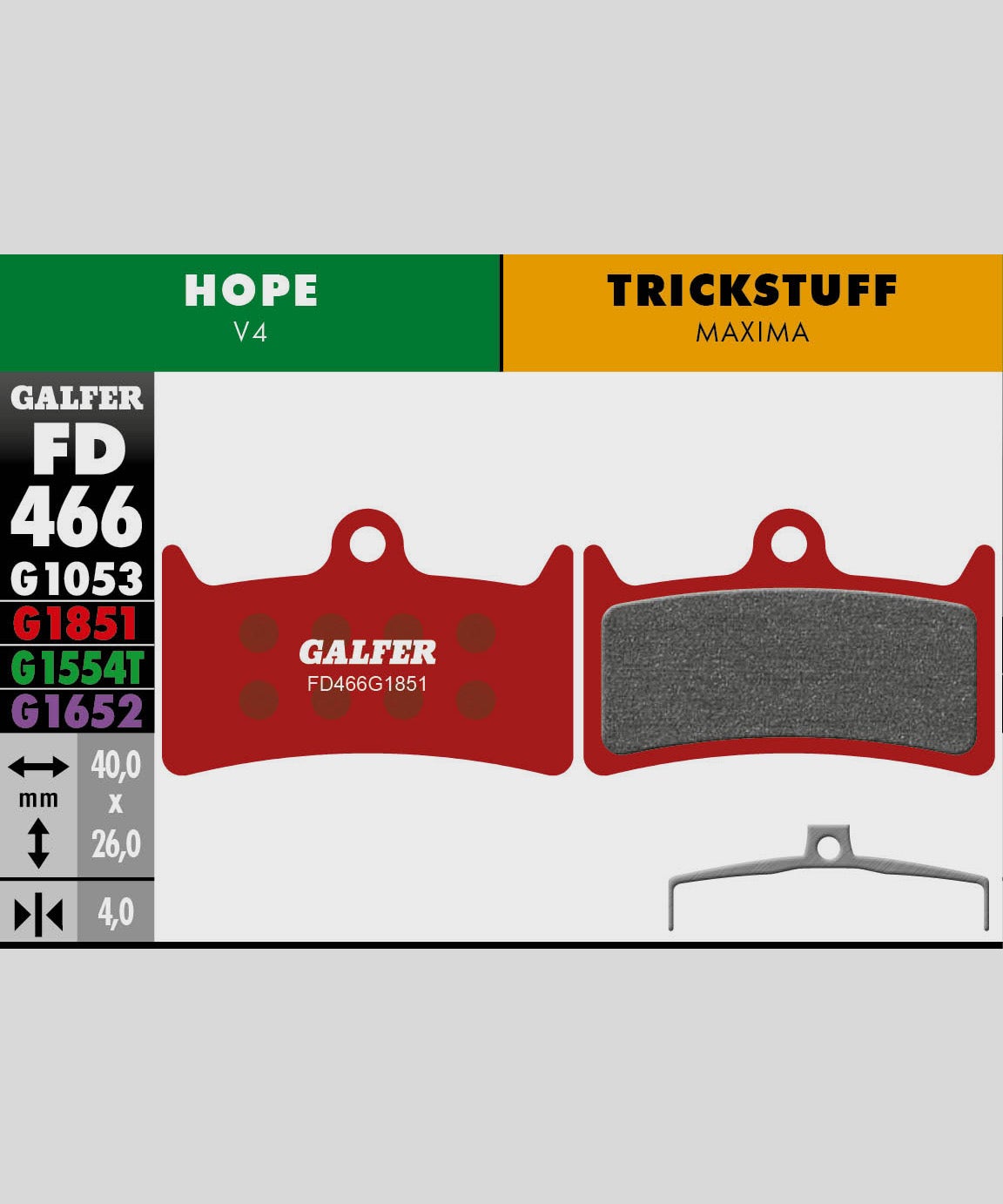 Galfer Advanced Bike Disc Brake Pad - Hope - V4 | Trickstuff - Maxima