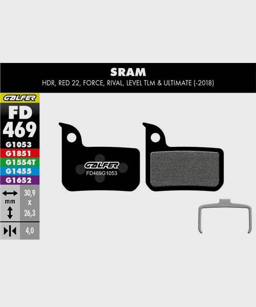 Galfer Standard Bike Disc Brake Pad - SRAM - Red / Force / Rival / Level TLM & U