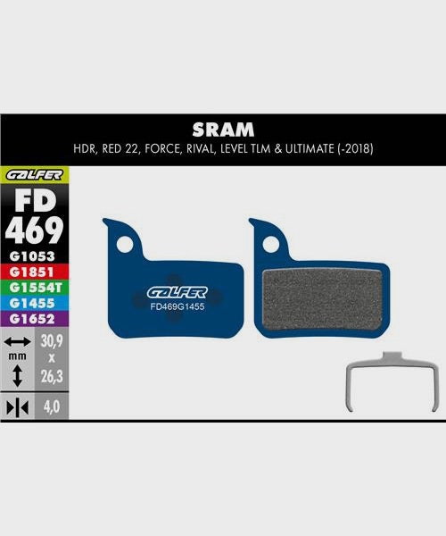Galfer Road Disc Brake Pad - SRAM - Red / Force / Rival / Level TLM & Ultimate