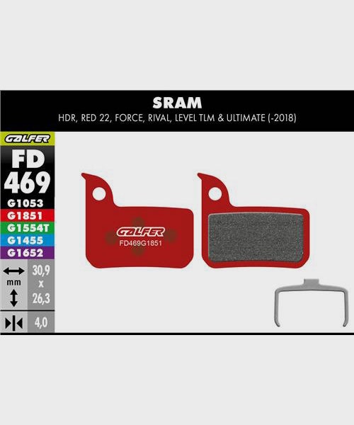 Galfer Advanced Bike Disc Brake Pad - SRAM - Red / Force / Rival / Level TLM & U