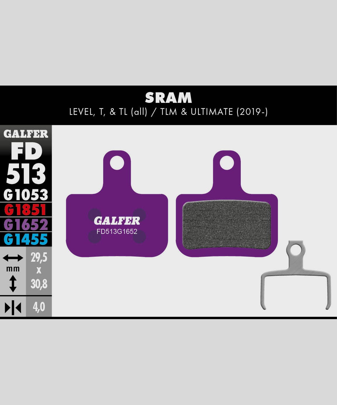 Galfer E-Bike Disc Brake Pad - SRAM - Level / T / TL / TLM & Ultimate 2019+