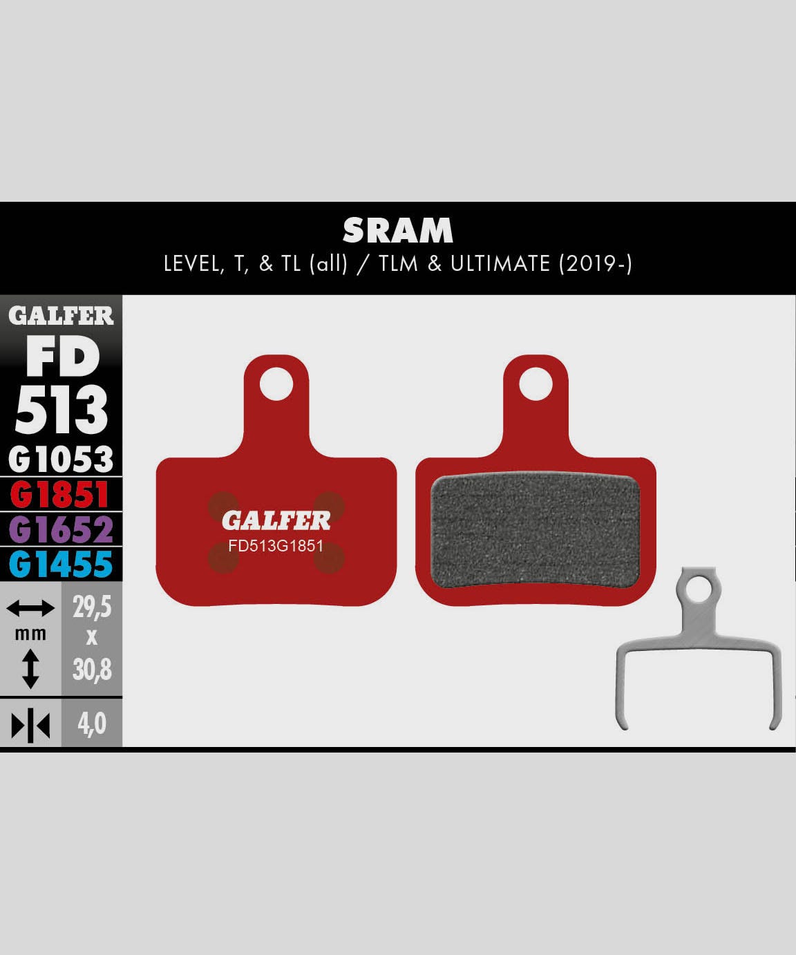 Galfer Advanced Bike Disc Brake Pad - SRAM - Level / T / TL / TLM & Ultimate 201