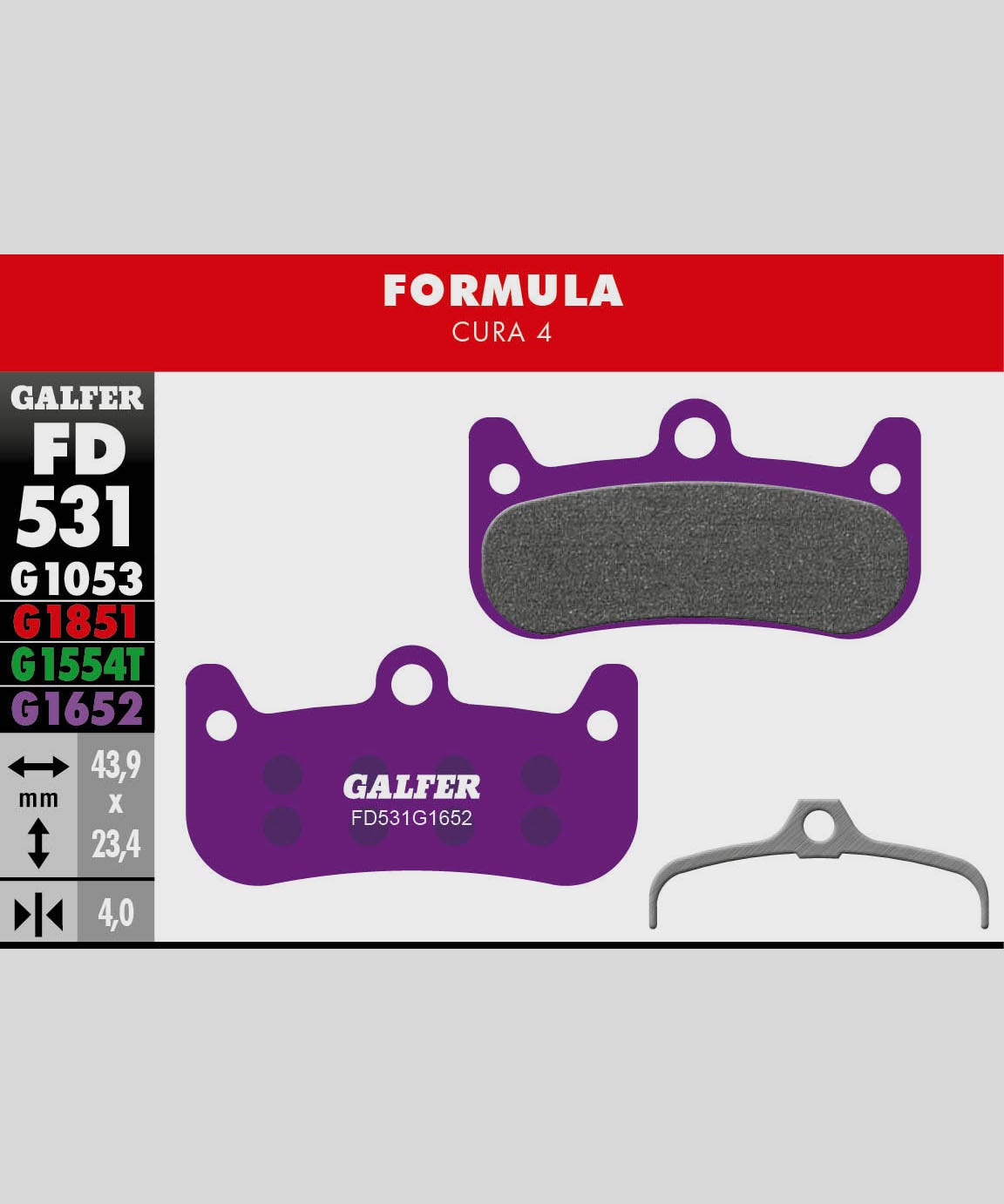 Galfer E-Bike Disc Brake Pad - Formula - Cura 4