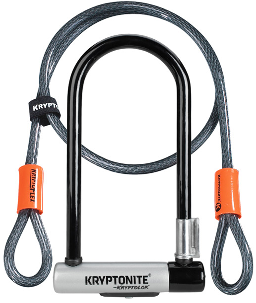 Kryptonite Kryptolok Standard U-Lock with 4 foot Kryptoflex cable Sold Secure Gold