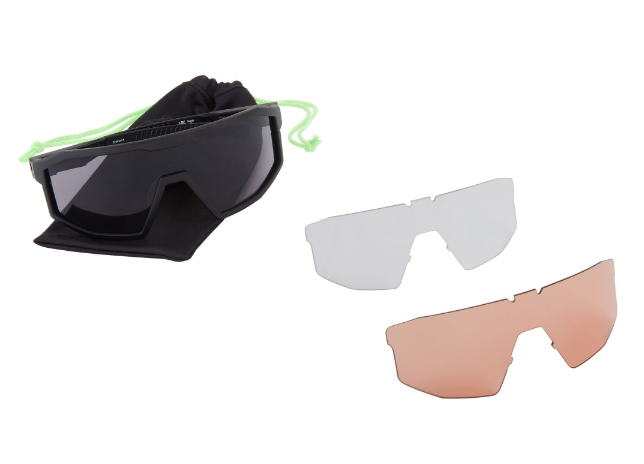Enigma Matt Black Sunglasses - 3 Lens Pack - Bronze Mirror / Amber / Clear