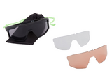 Enigma Matt Black Sunglasses - 3 Lens Pack - Bronze Mirror / Amber / Clear