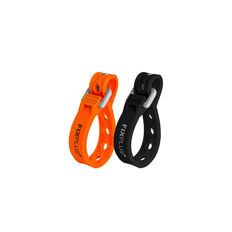 Two Nano 15cm slim multi-purpose utility straps in black and orange, shown in a fastened loop on a white background.