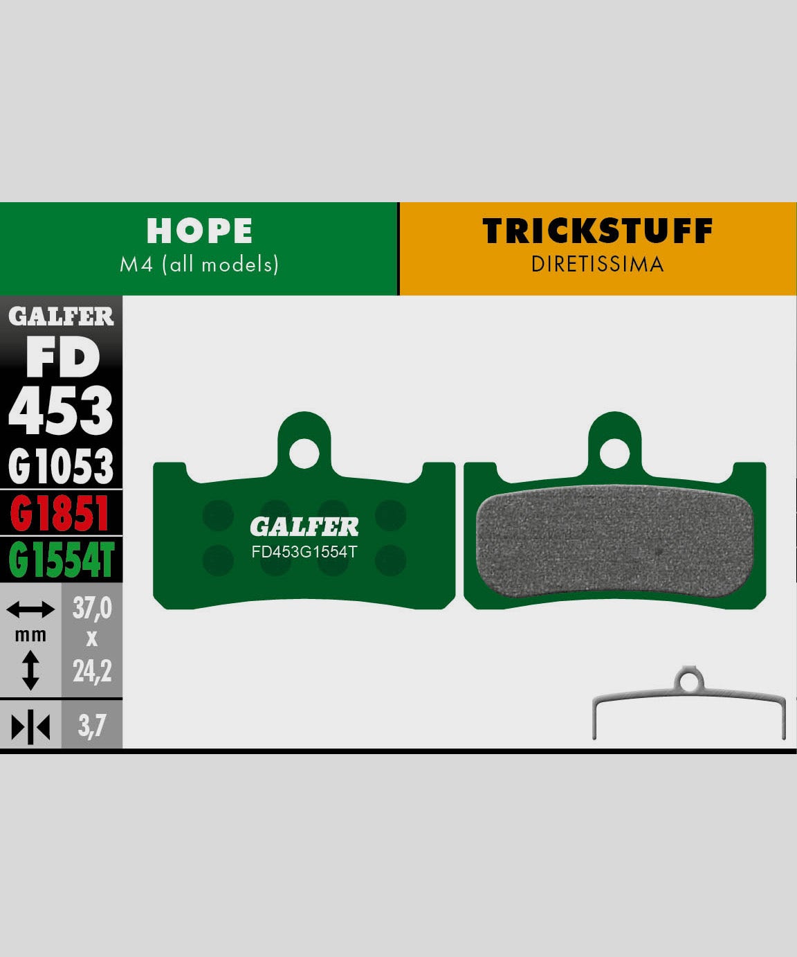 Galfer Pro Bike Disc Brake Pad - Hope - M4 | Trickstuff - Diretissima