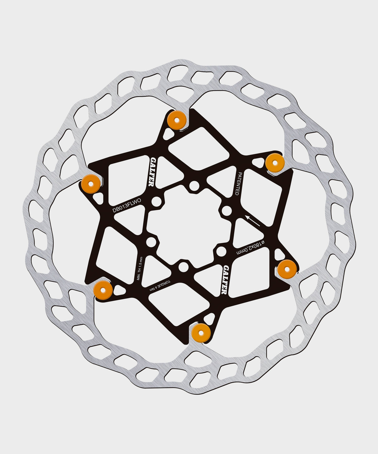 Galfer Wave Floating Disc Rotor - 6 Bolt - 180 x 2.0mm - Orange Pins