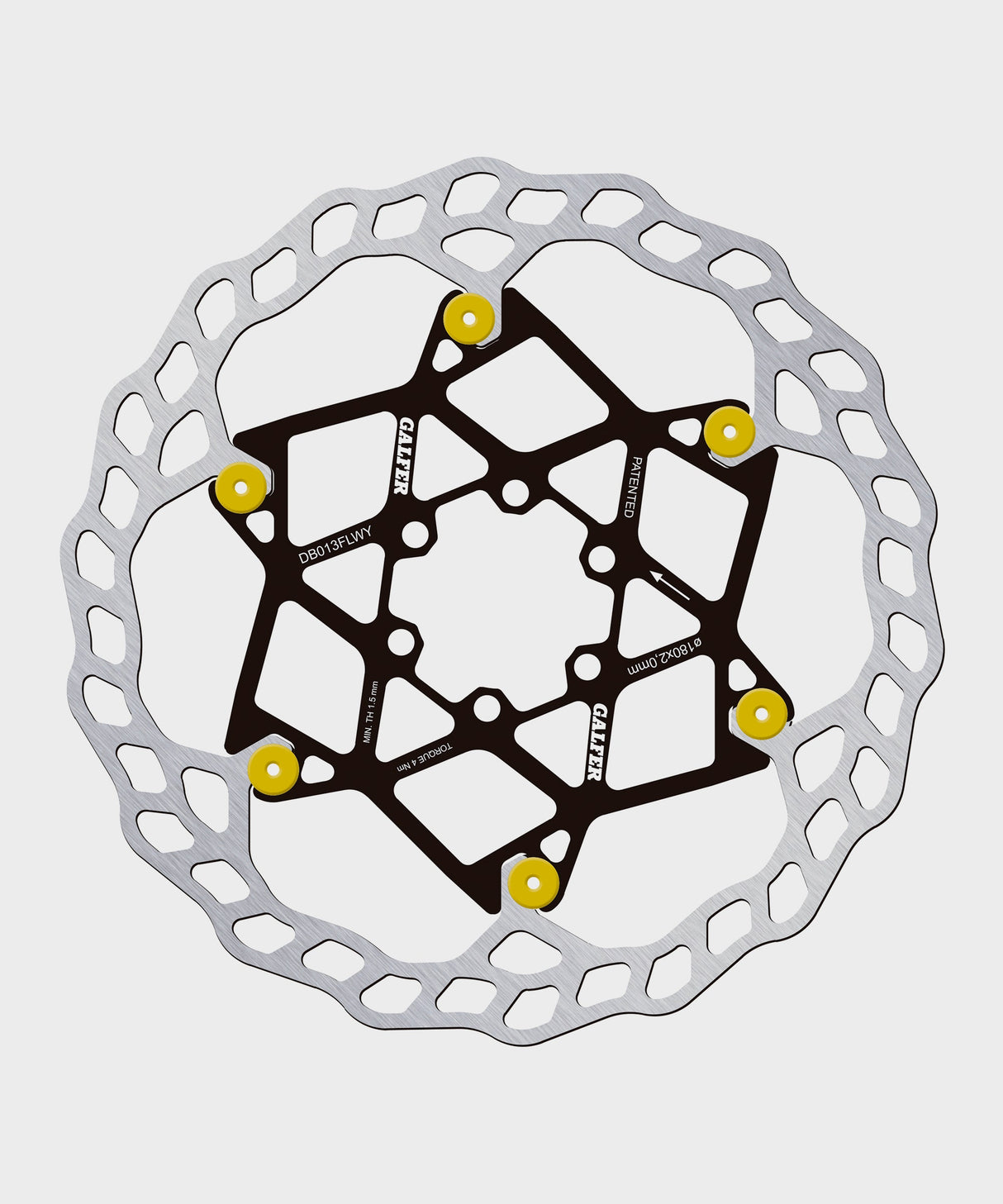 Galfer Wave Floating Disc Rotor - 6 Bolt - 180 x 2.0mm - Gold Pins