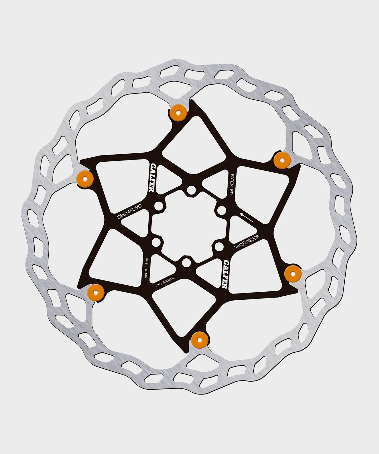 Galfer Wave Floating Disc Rotor - 6 Bolt - 203 x 2.0mm - Orange Pins