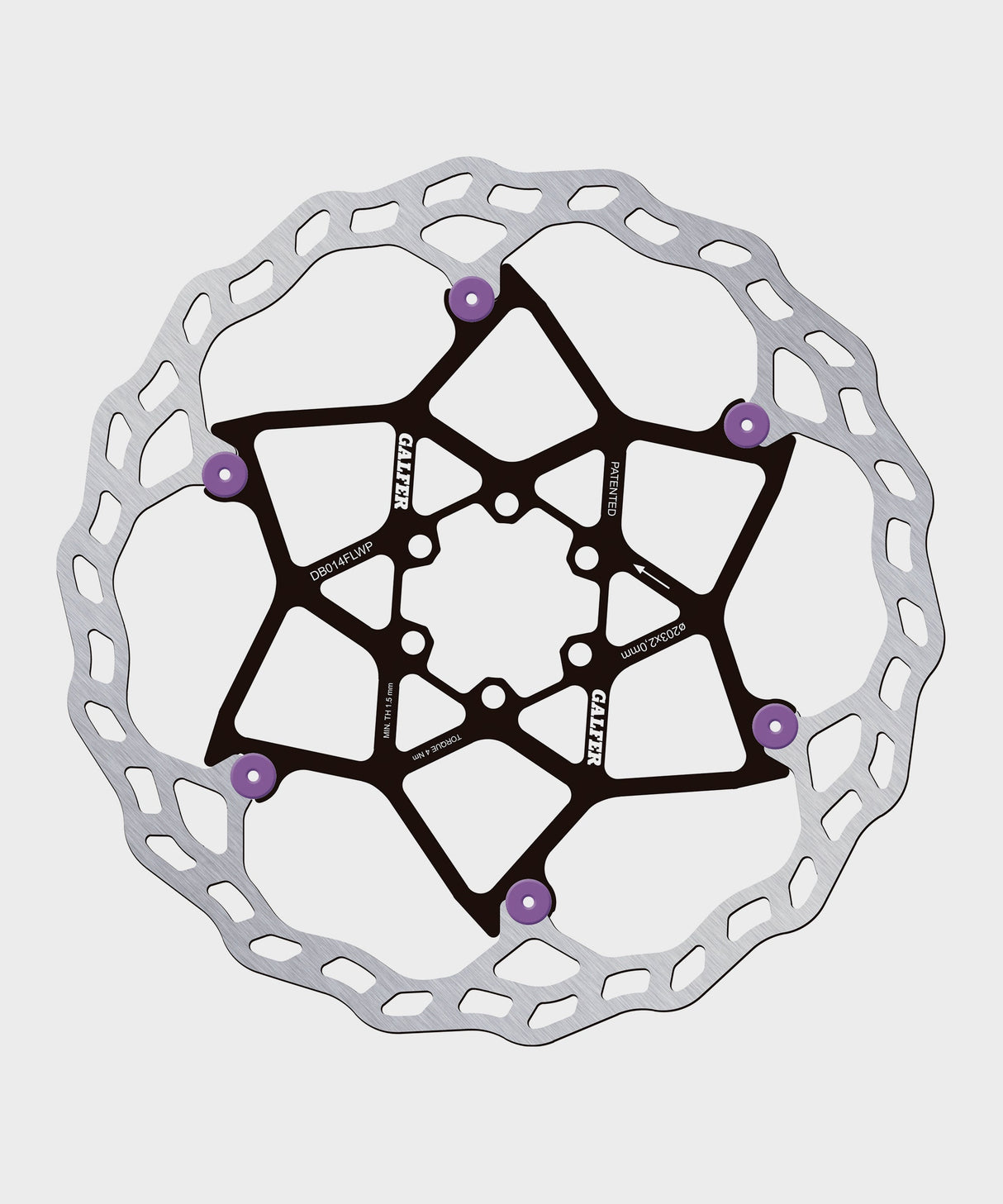 Galfer Wave Floating Disc Rotor - 6 Bolt - 203 x 2.0mm - Purple Pins