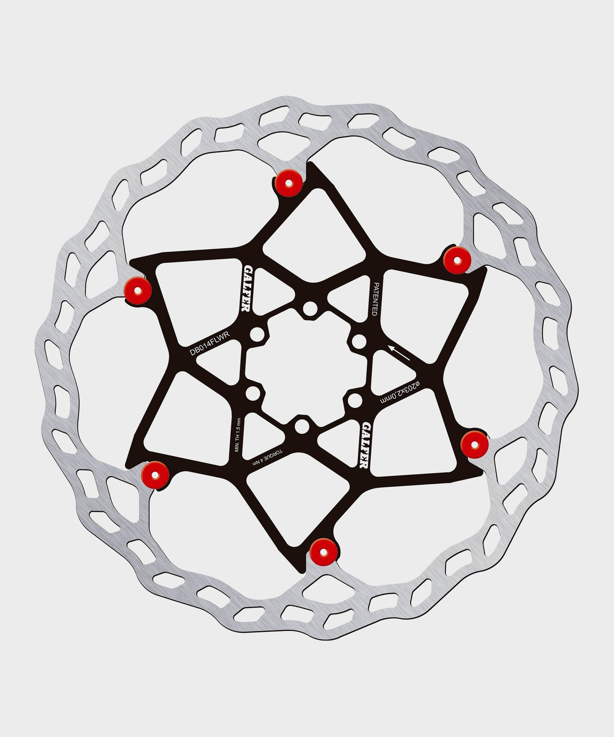 Galfer Wave Floating Disc Rotor - 6 Bolt - 203 x 2.0mm - Red Pins