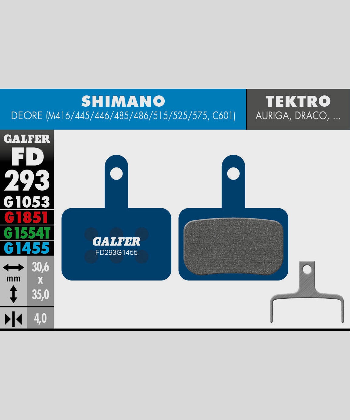 Galfer Road Disc Brake Pad - Shimano - Deore | Tektro - Aurgia / Draco