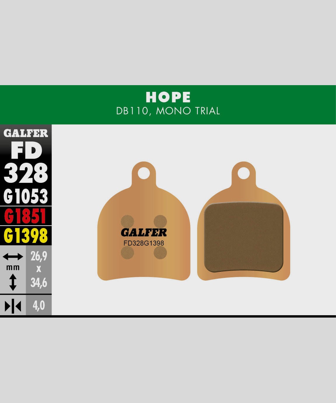 Galfer Sintered Bike Disc Brake Pad - Hope - Mono Trial