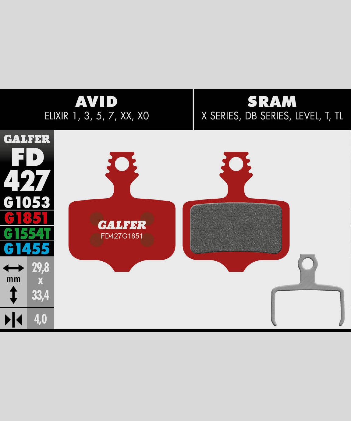 Galfer Advanced Bike Disc Brake Pad - Avid - Elixir | SRAM - XX