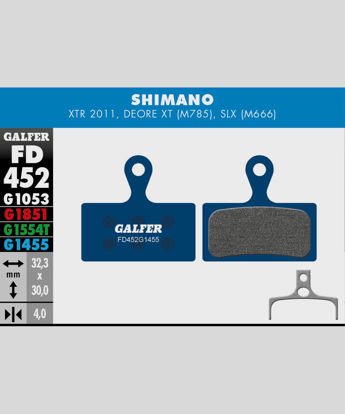 Galfer Road Disc Brake Pad - Shimano - XTR 2011 / Deore XT M785 / SLX M666