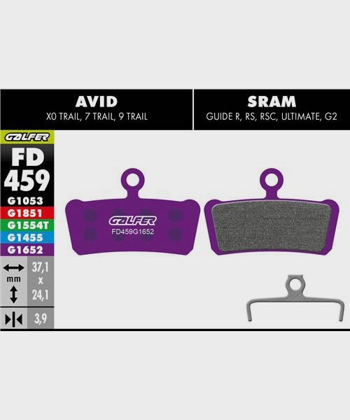 Galfer E-Bike Disc Brake Pad - Avid - XO Trail | SRAM - Guide R / RS / RSC / G2