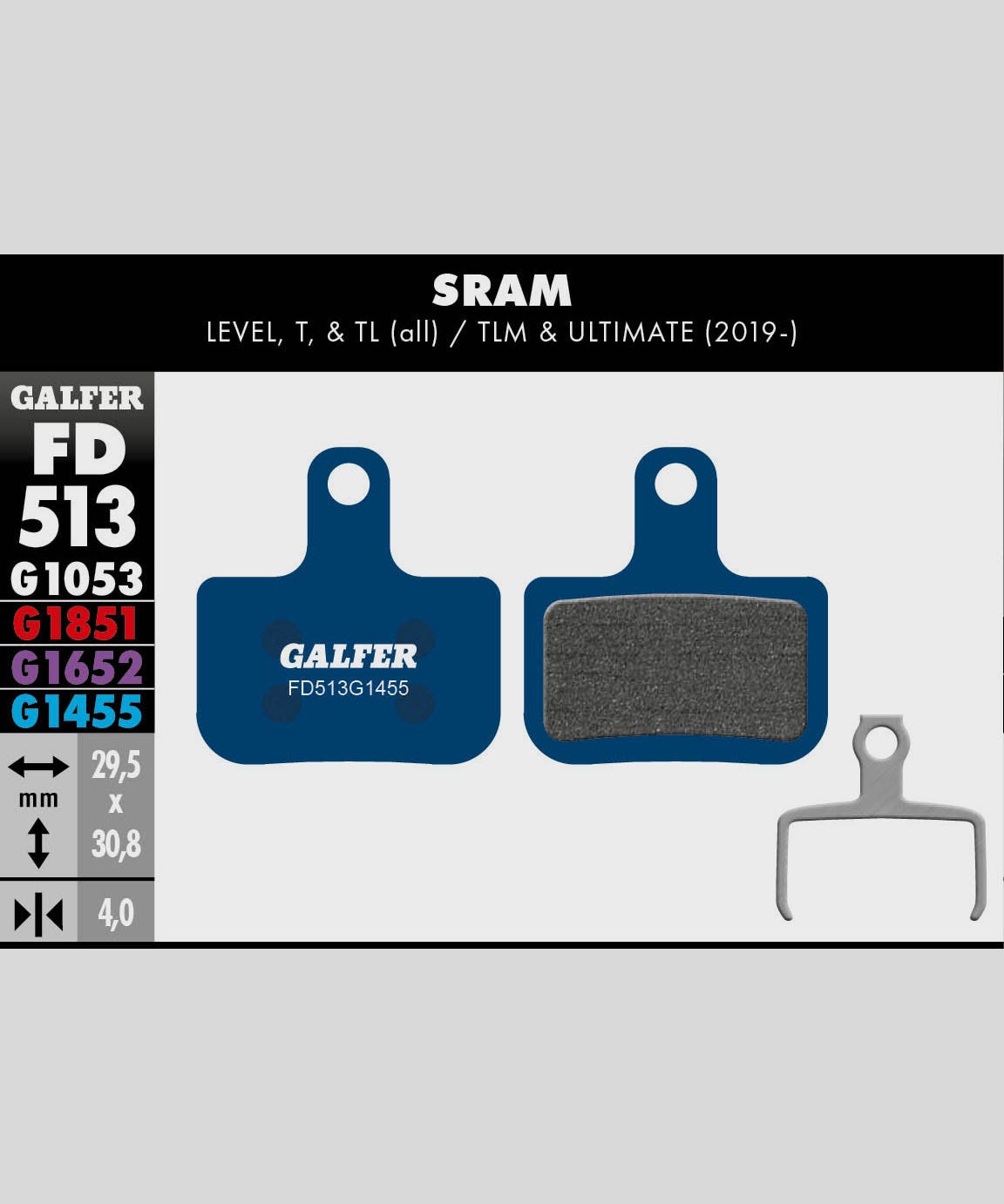 Galfer Road Disc Brake Pad - SRAM - Level / T / TL / TLM & Ultimate 2019+